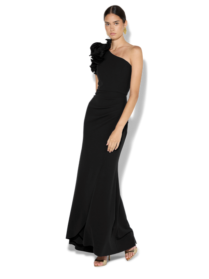 Sandro Black One Shoulder Gown
