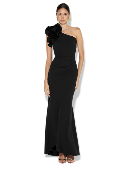 Sandro Black One Shoulder Gown