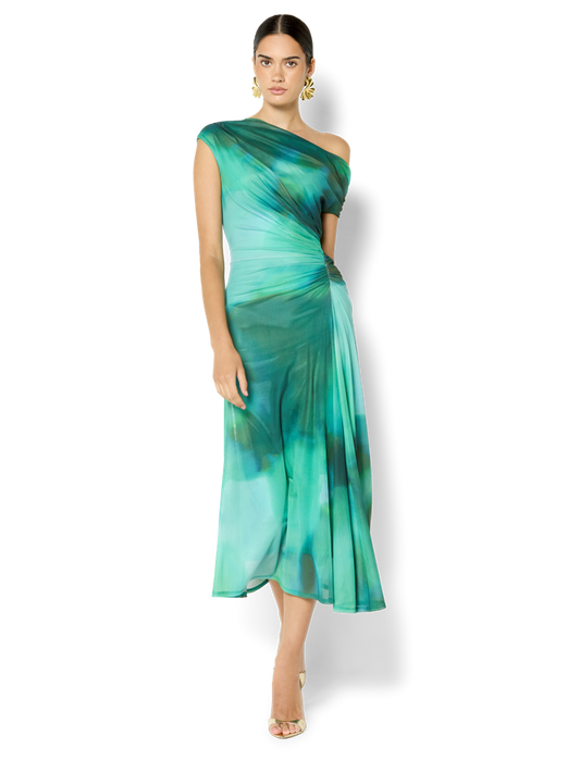 Selene Emerald Printed Mesh Dress