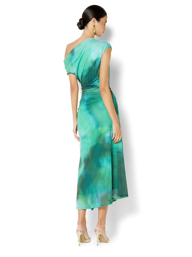 Selene Emerald Printed Mesh Dress