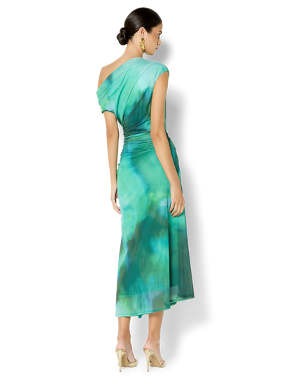 Selene Emerald Printed Mesh Dress