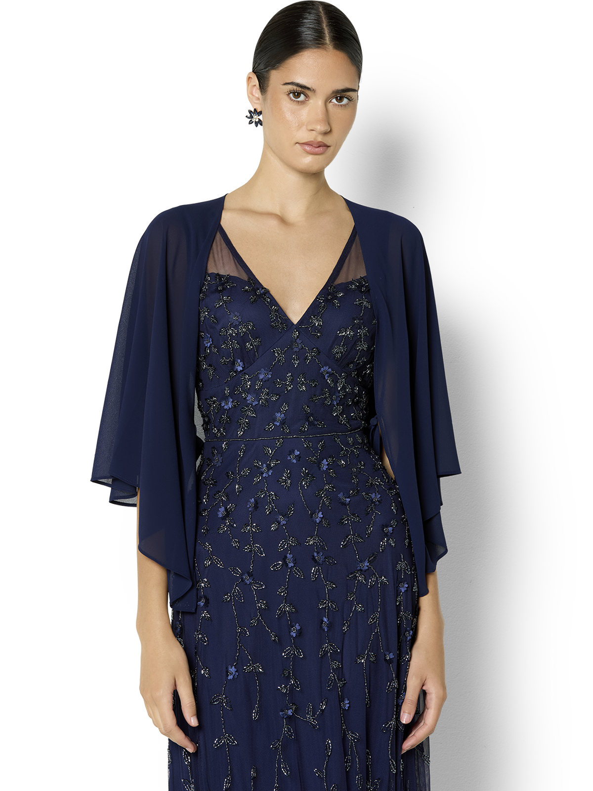 Twiggy Navy Chiffon Wrap