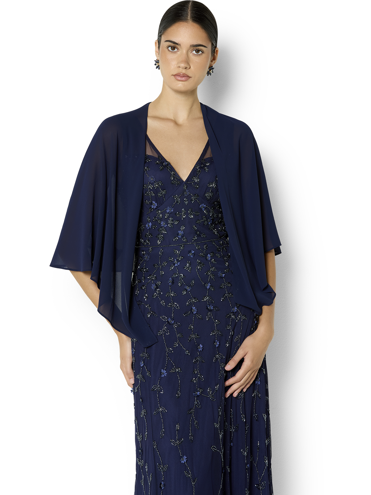 Twiggy Navy Chiffon Wrap