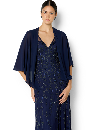 Twiggy Navy Chiffon Wrap