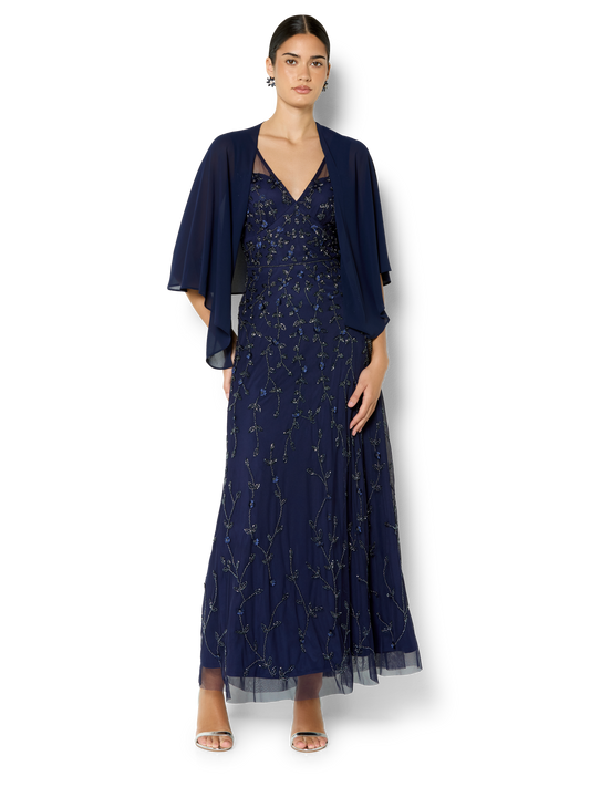 Twiggy Navy Chiffon Wrap