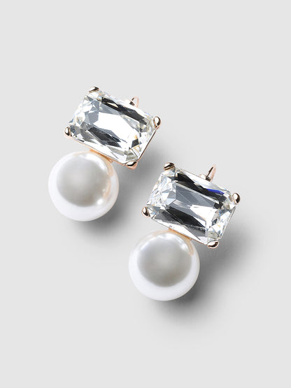 Valentina Clear Crystal Pearl Earring