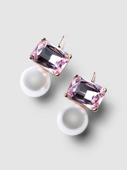 Valentina Pink Crystal Pearl Earring