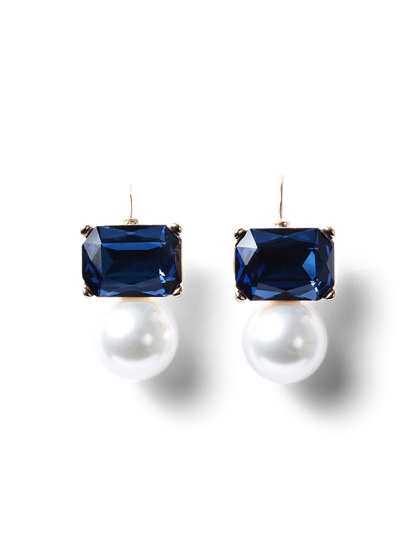 Valentina Navy Crystal & Pearl Earrings
