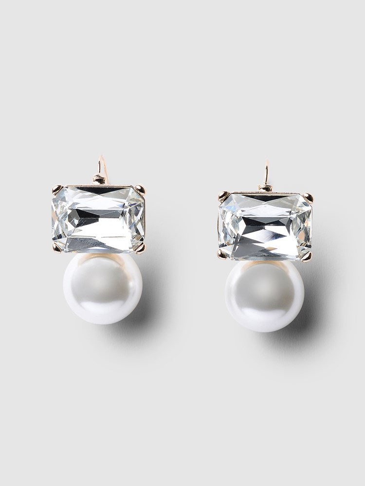 Valentina Clear Crystal Pearl Earring
