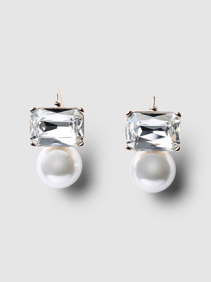 Valentina Clear Crystal Pearl Earring