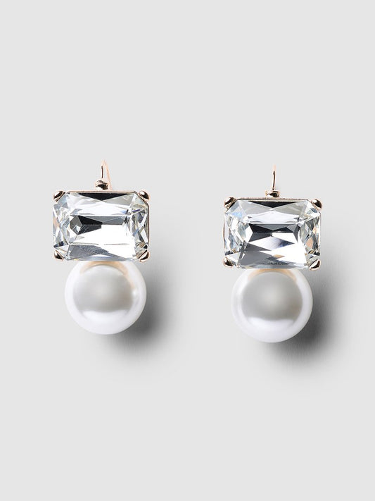 Valentina Clear Crystal Pearl Earring