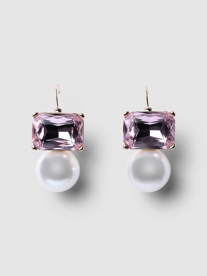 Valentina Pink Crystal Pearl Earring