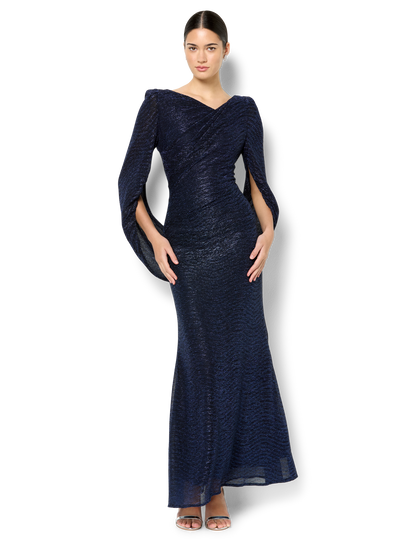 Vivian Navy Metallic Gown