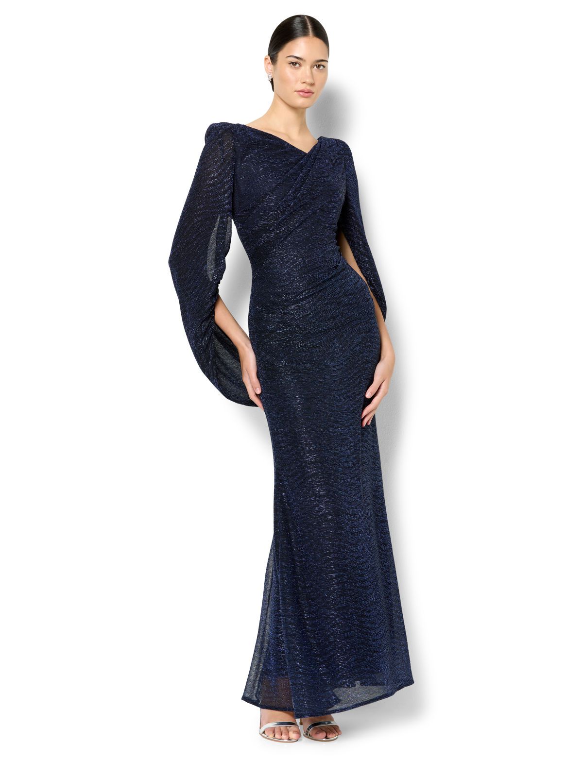 Vivian Navy Metallic Gown