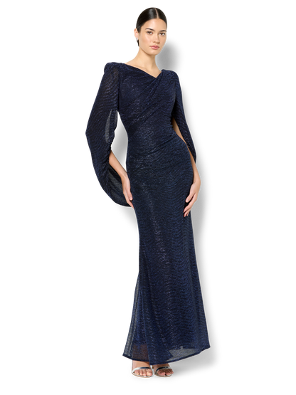 Vivian Navy Metallic Gown
