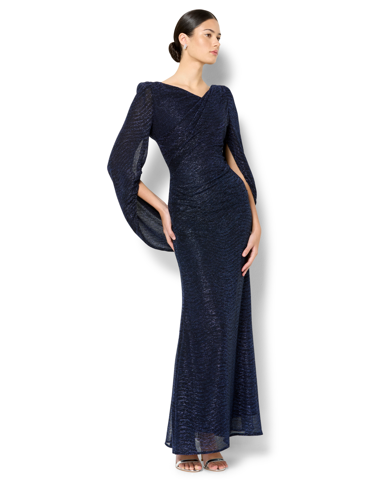 Vivian Navy Metallic Gown