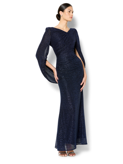 Vivian Navy Metallic Gown