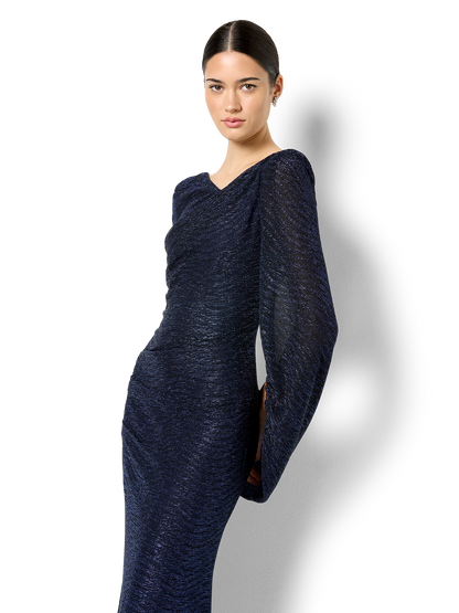 Vivian Navy Metallic Gown