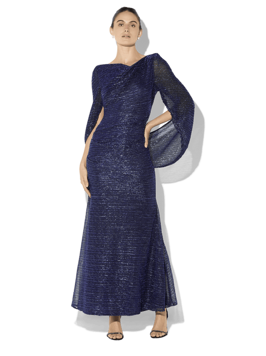 Vivian Navy Metallic Gown