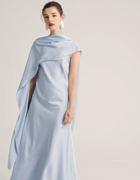 Willow Sky Blue Satin Maxi Dress
