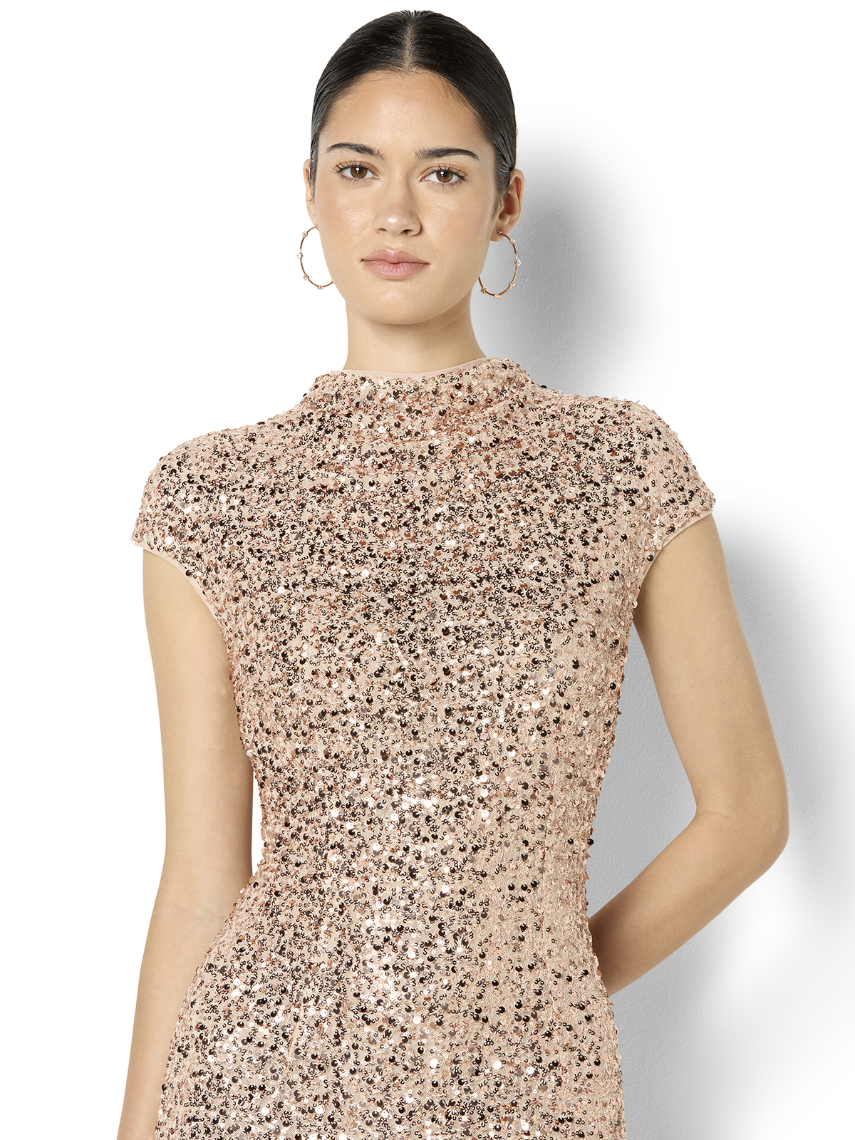 Zahra Rose Gold Sequin Dress - Montique Clothing Zahra Rose Gold Sequin Dress - Montique Clothing
