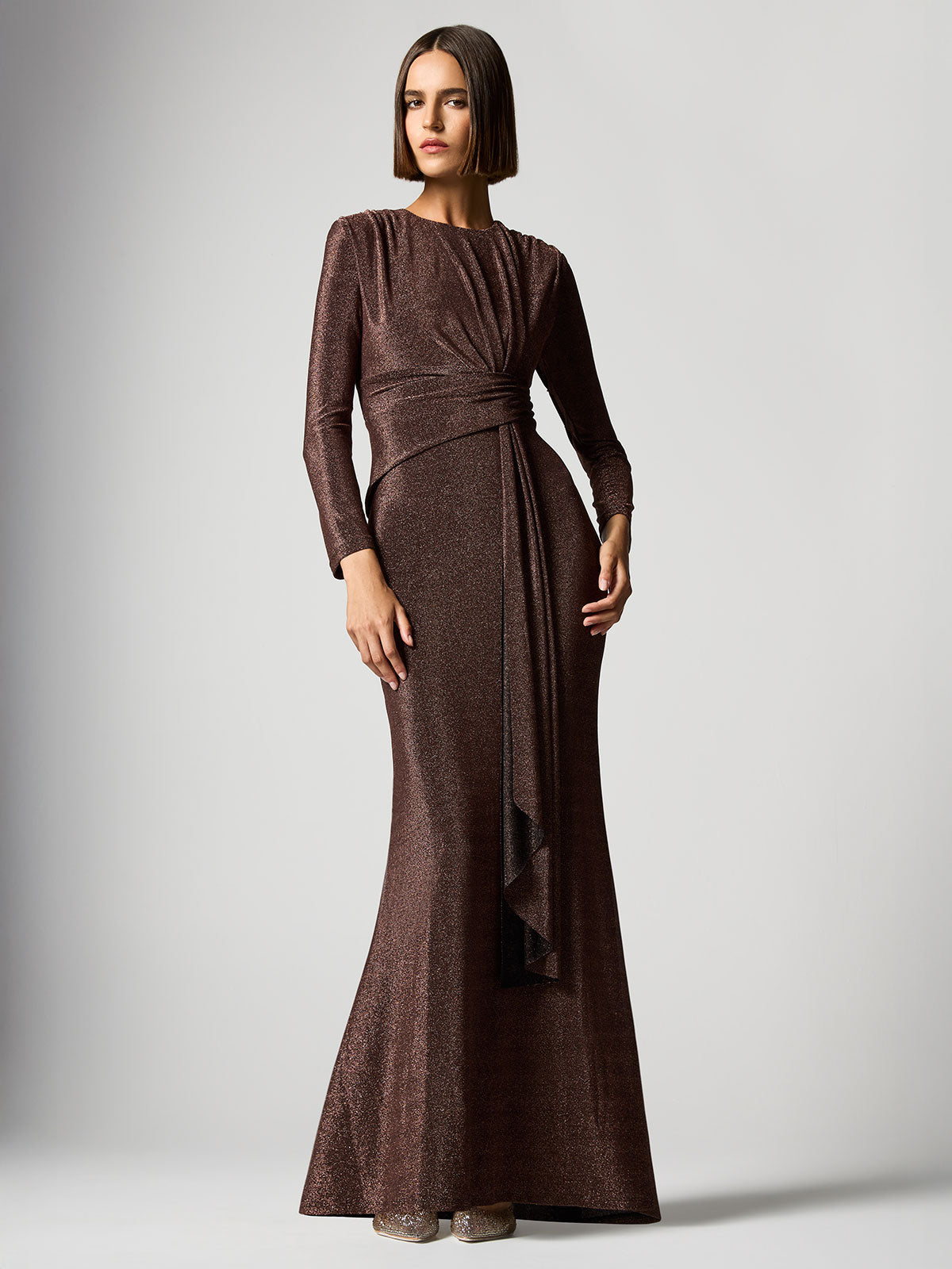 Zoe Cinnamon Metallic Knit Gown