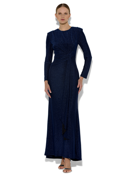 Zoe Sapphire Metallic Knit Gown