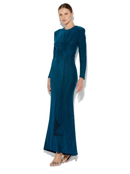 Zoe Teal Metallic Knit Gown