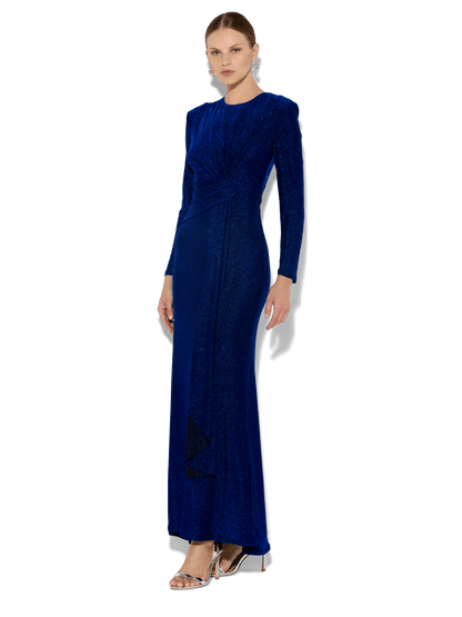 Zoe Sapphire Metallic Knit Gown