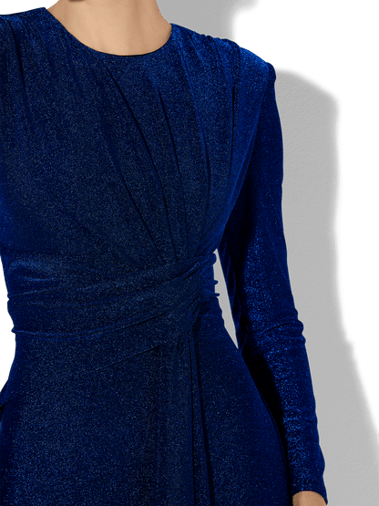 Zoe Sapphire Metallic Knit Gown