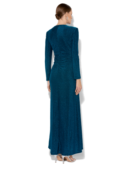 Zoe Teal Metallic Knit Gown
