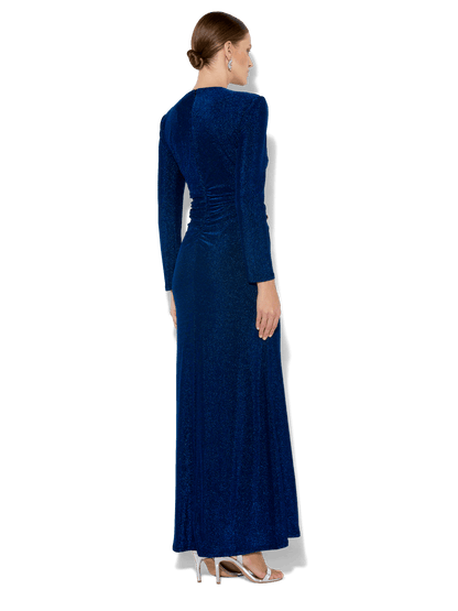 Zoe Sapphire Metallic Knit Gown