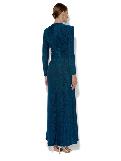 Zoe Teal Metallic Knit Gown