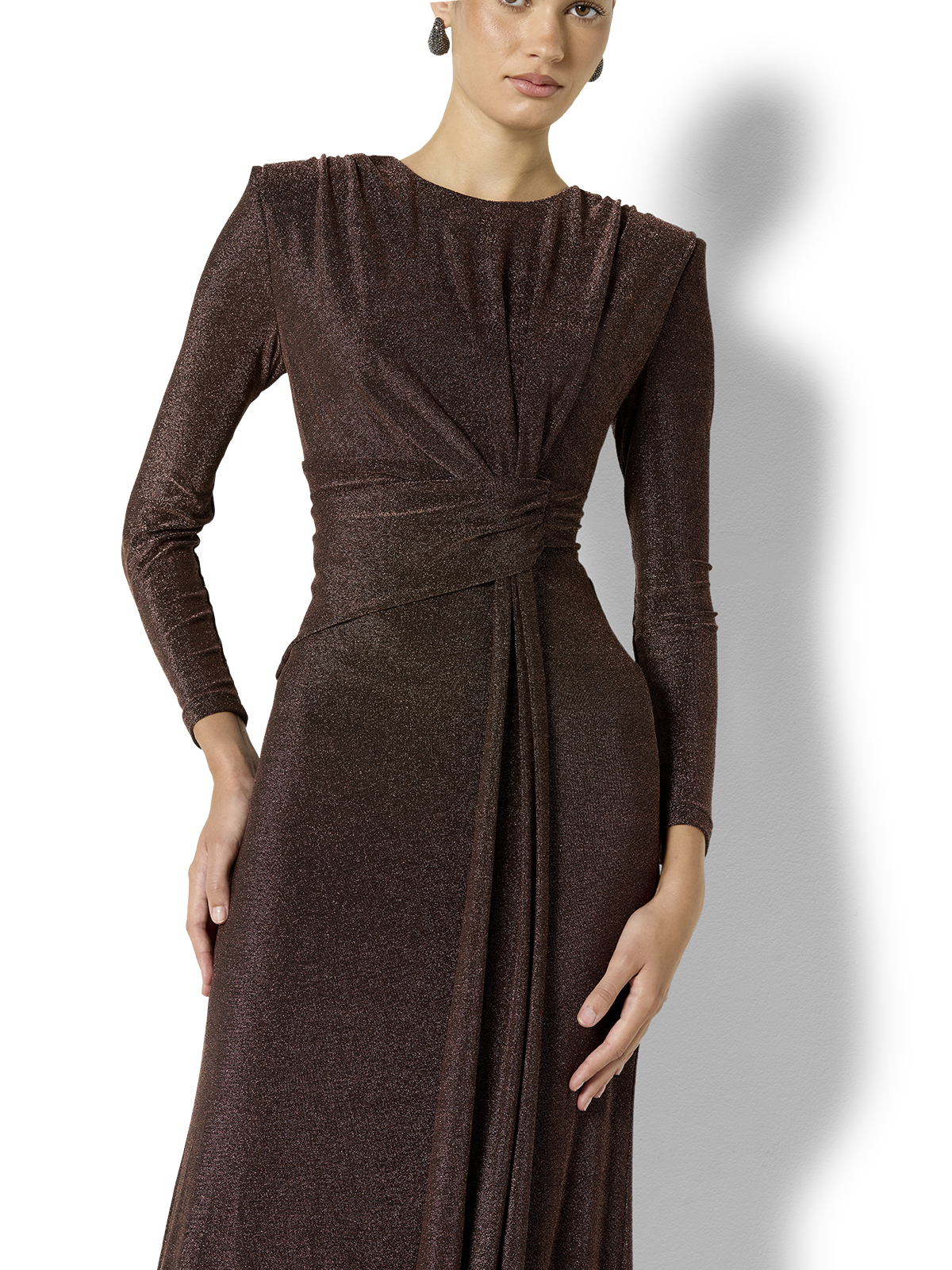Zoe Cinnamon Metallic Knit Gown