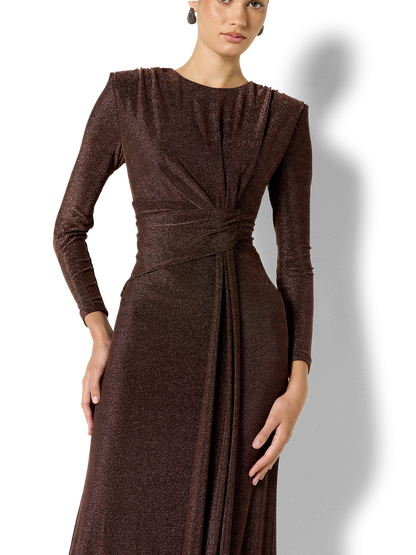 Zoe Cinnamon Metallic Knit Gown