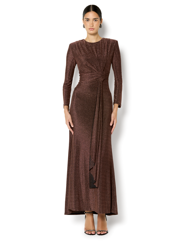 Zoe Cinnamon Metallic Knit Gown