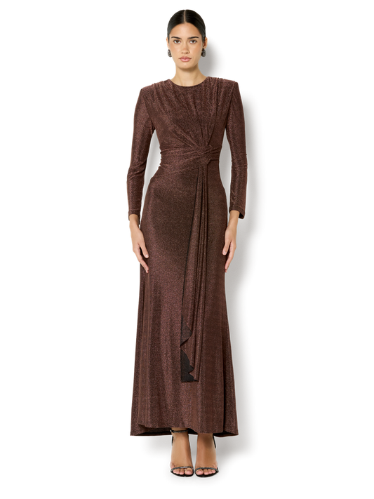 Zoe Cinnamon Metallic Knit Gown