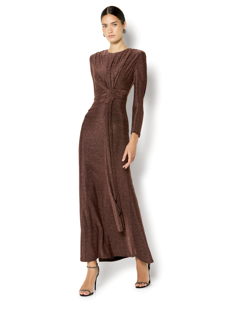 Zoe Cinnamon Metallic Knit Gown