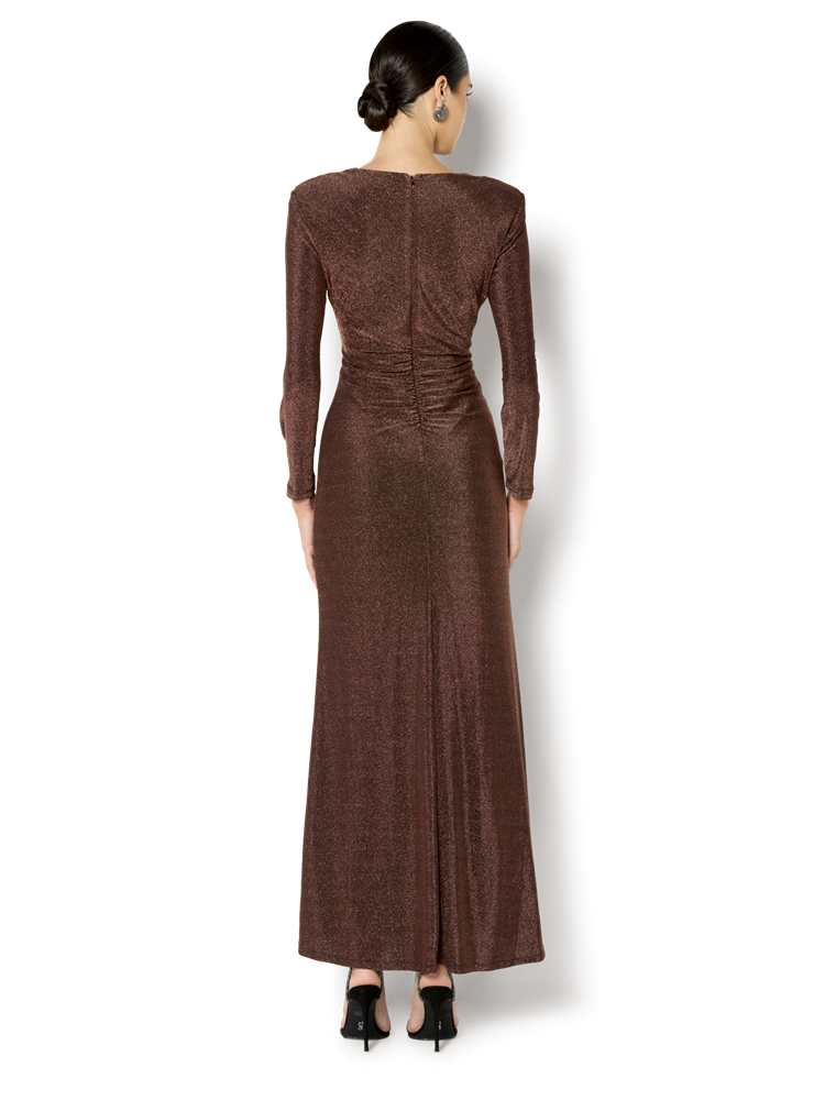 Zoe Cinnamon Metallic Knit Gown