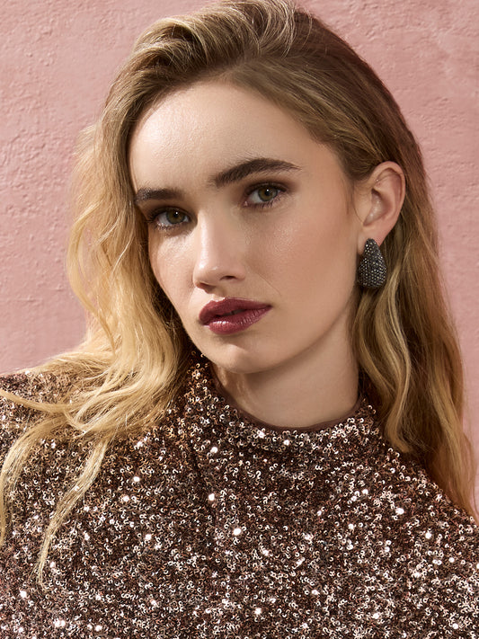 Alastair Gunmetal Crystal Tear Drop Earrings