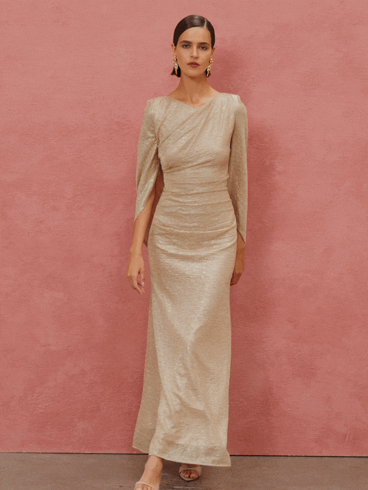 Alexie Mink Metallic Knit Gown