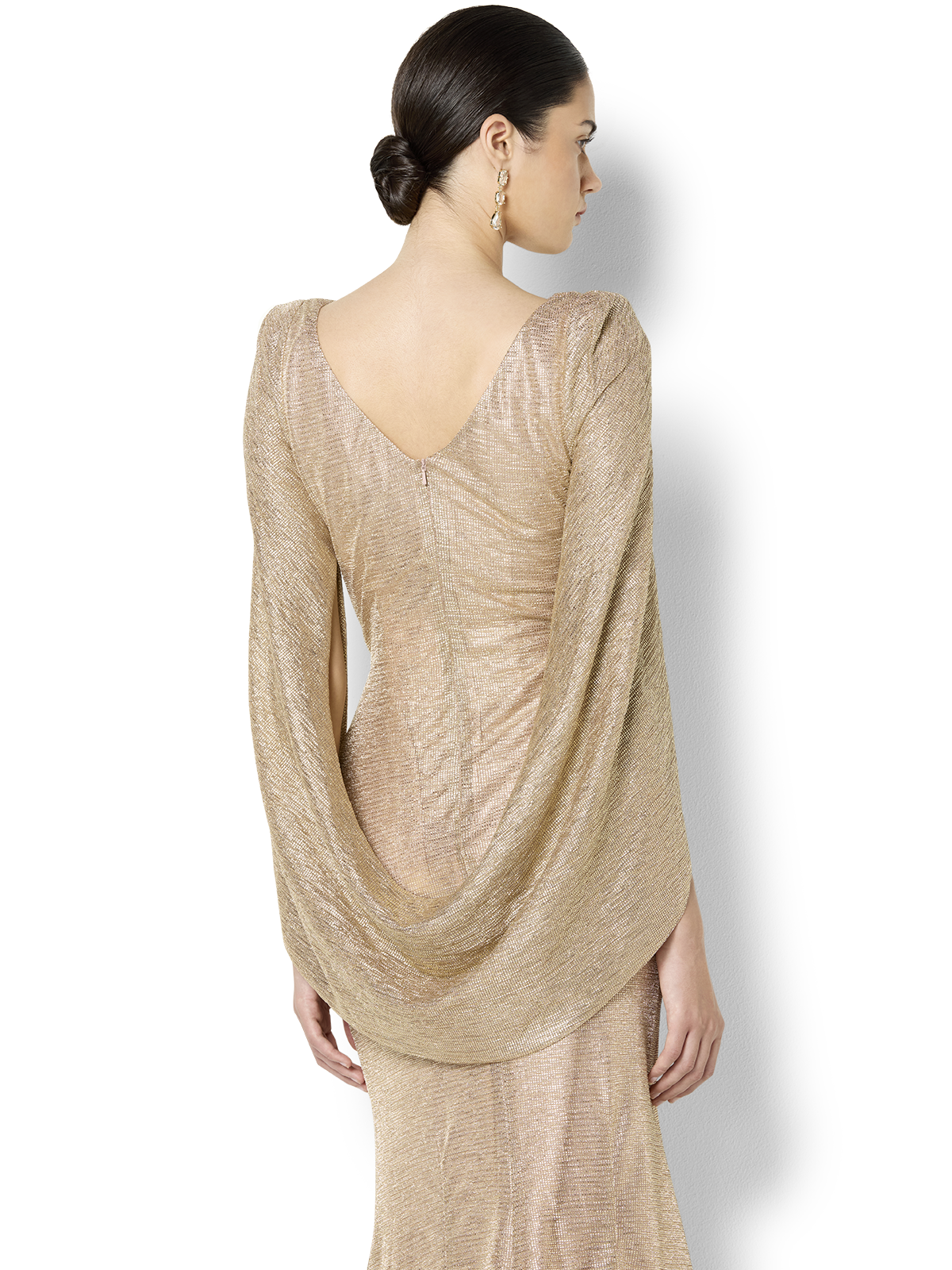 Alexie Rose Gold Metallic Knit Gown