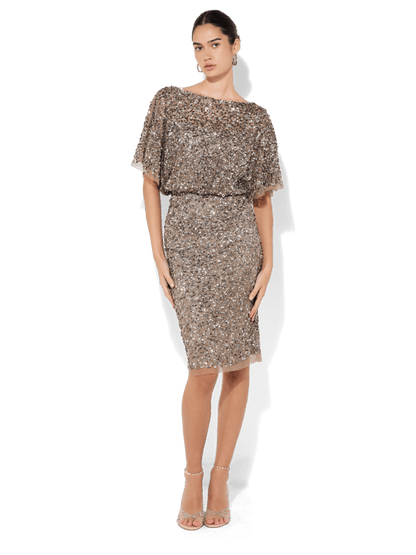 Alinda Gunmetal Hand Beaded Dress by Montique