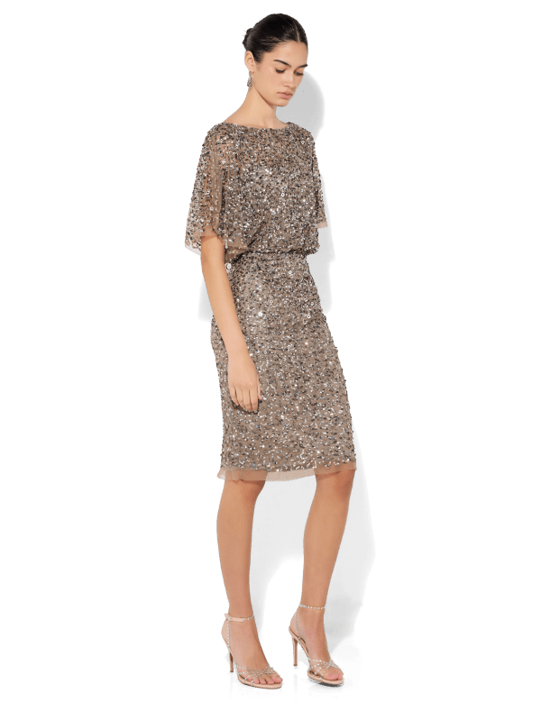 Alinda Gunmetal Hand Beaded Dress by Montique