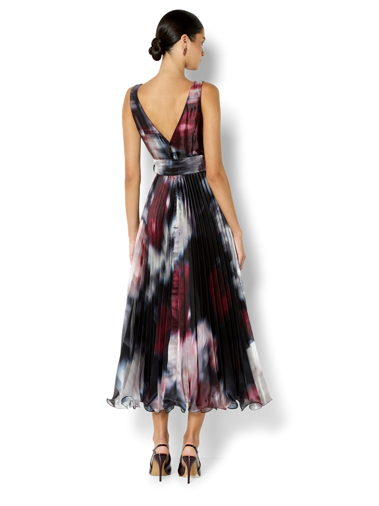 Ange Printed Pleat Cocktail Dress