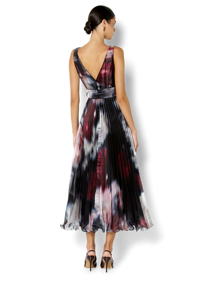 Ange Printed Pleat Cocktail Dress