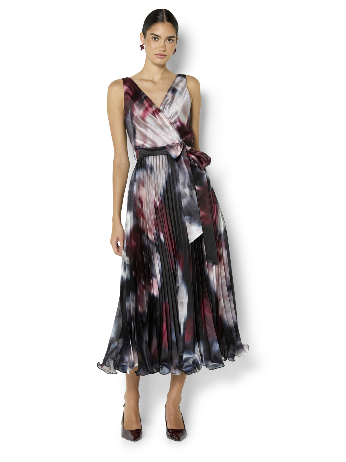 Ange Printed Pleat Cocktail Dress