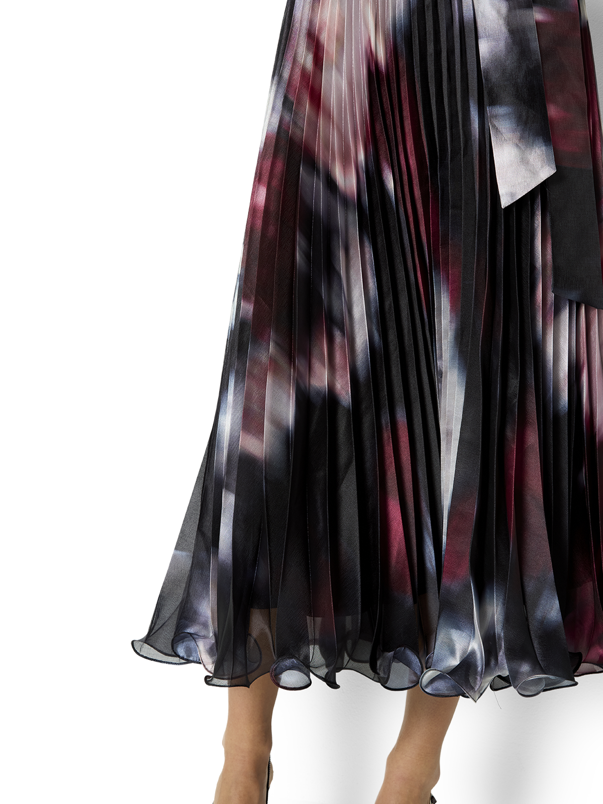 Ange Printed Pleat Cocktail Dress