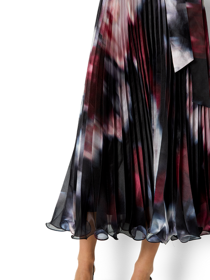 Ange Printed Pleat Cocktail Dress