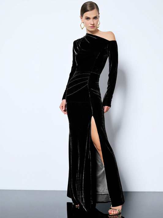 Axel Black Velour Gown